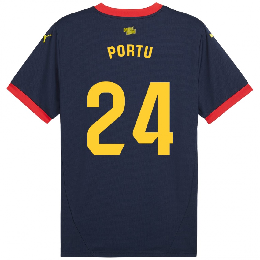 Niño Camiseta Portu #24 Azul Marino Rojo 2ª Equipación 2024/25 La Camisa Chile