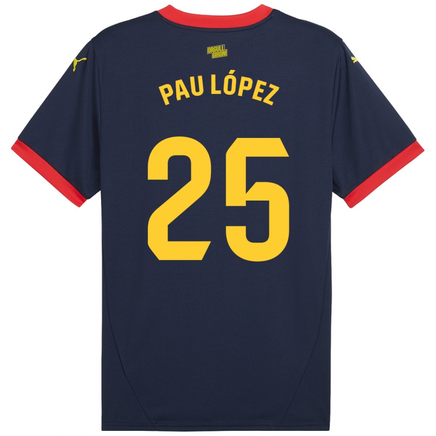 Niño Camiseta Pau Lopez #25 Azul Marino Rojo 2ª Equipación 2024/25 La Camisa Chile