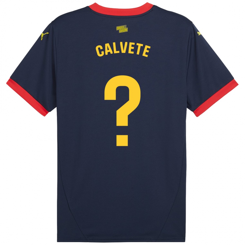 Niño Camiseta Pablo Calvete #0 Azul Marino Rojo 2ª Equipación 2024/25 La Camisa Chile