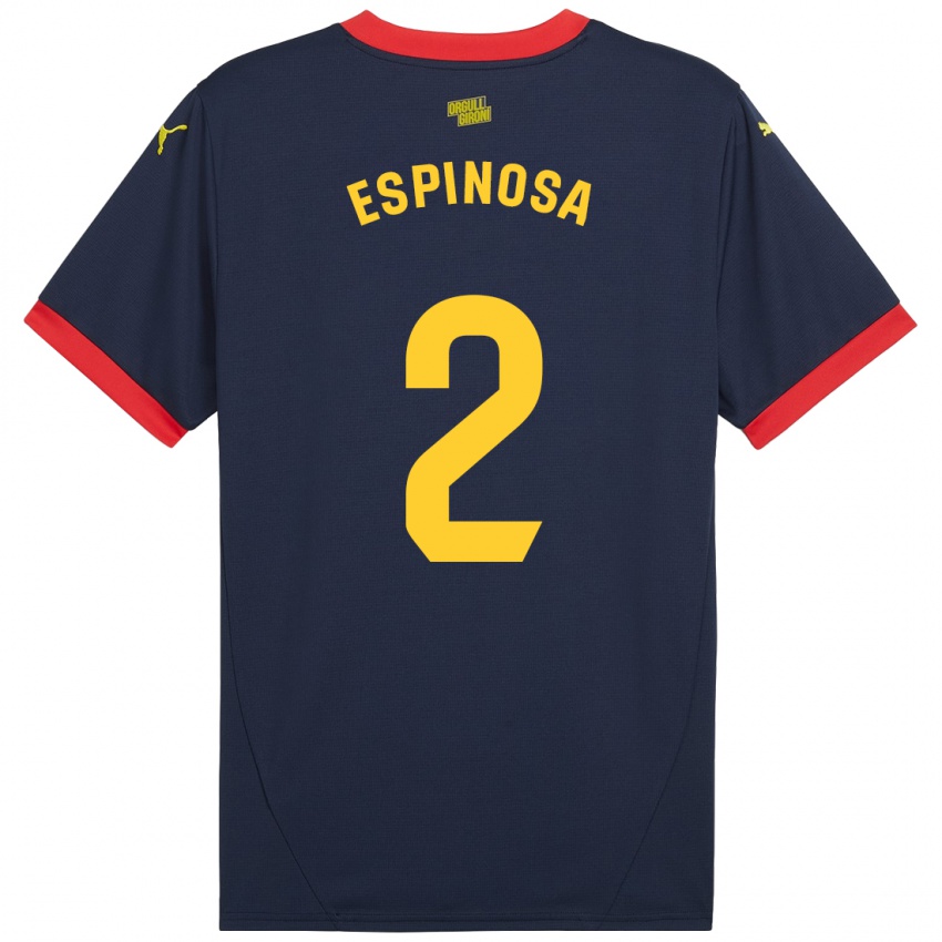 Niño Camiseta Bernardo Espinosa #2 Azul Marino Rojo 2ª Equipación 2024/25 La Camisa Chile