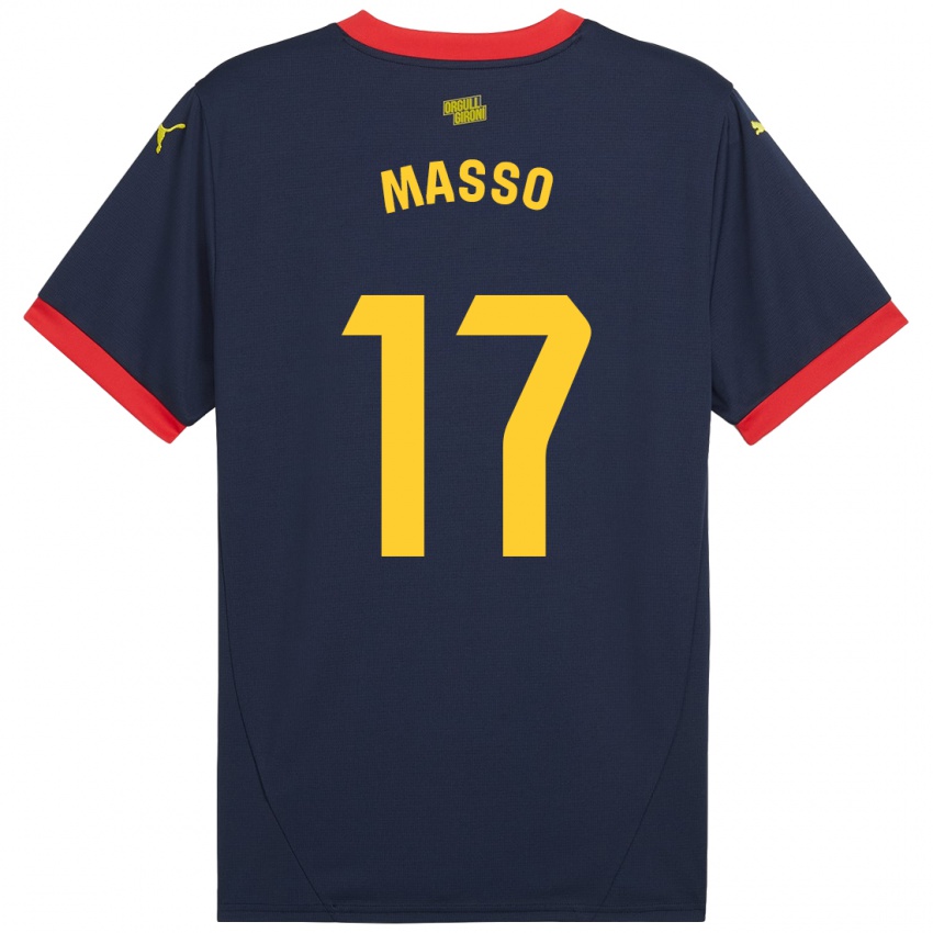 Niño Camiseta Ainoa Massó #17 Azul Marino Rojo 2ª Equipación 2024/25 La Camisa Chile