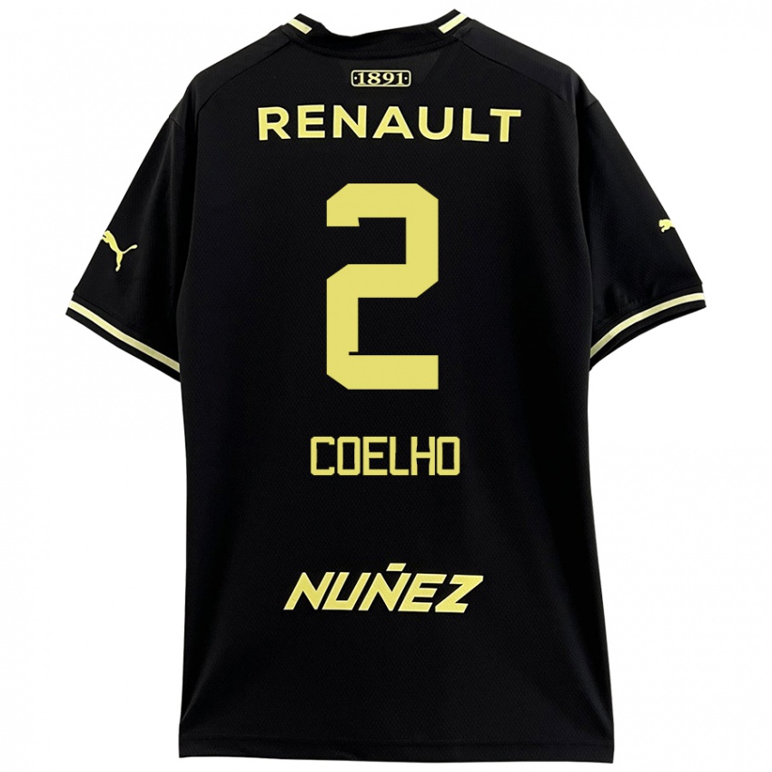 Niño Camiseta Léo Coelho #2 Negro Amarillo 2ª Equipación 2024/25 La Camisa Chile