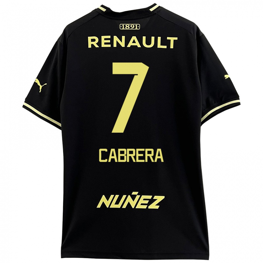 Niño Camiseta Javier Cabrera #7 Negro Amarillo 2ª Equipación 2024/25 La Camisa Chile