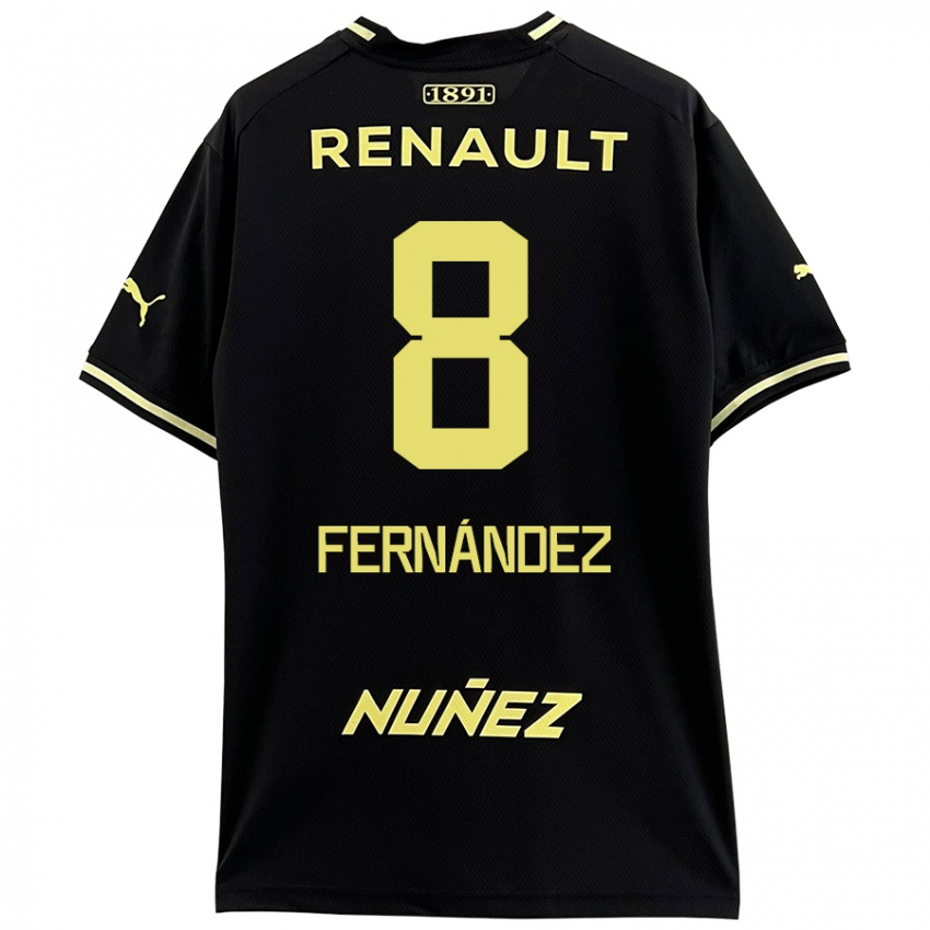 Niño Camiseta Leonardo Fernández #8 Negro Amarillo 2ª Equipación 2024/25 La Camisa Chile