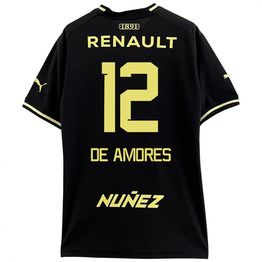 Niño Camiseta Guillermo De Amores #12 Negro Amarillo 2ª Equipación 2024/25 La Camisa Chile