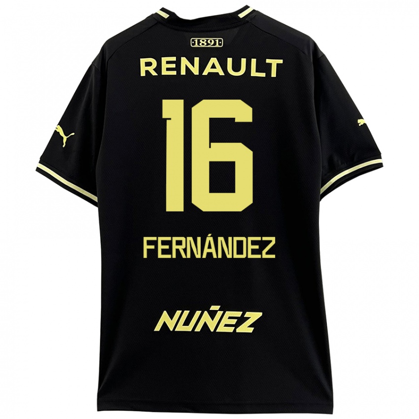 Niño Camiseta Adrián Fernández #16 Negro Amarillo 2ª Equipación 2024/25 La Camisa Chile