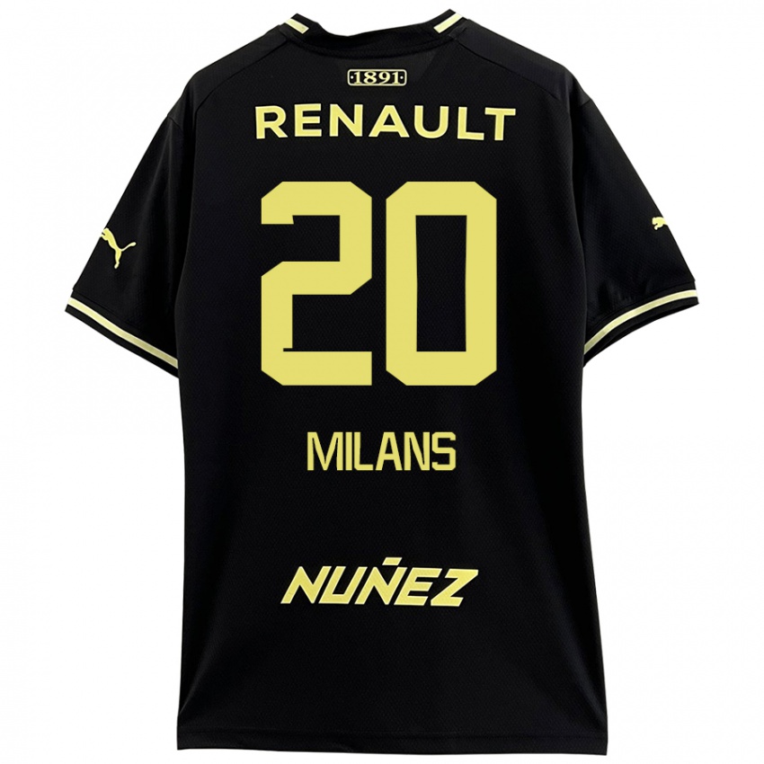 Niño Camiseta Pedro Milans #20 Negro Amarillo 2ª Equipación 2024/25 La Camisa Chile