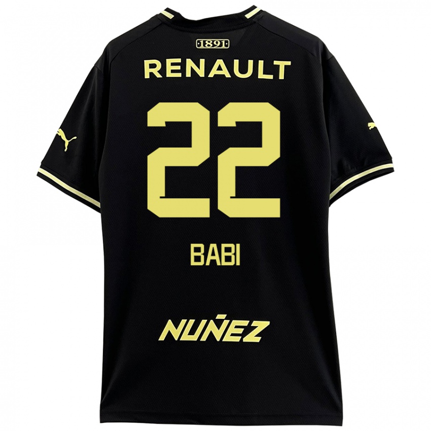 Niño Camiseta Matheus Babi #22 Negro Amarillo 2ª Equipación 2024/25 La Camisa Chile