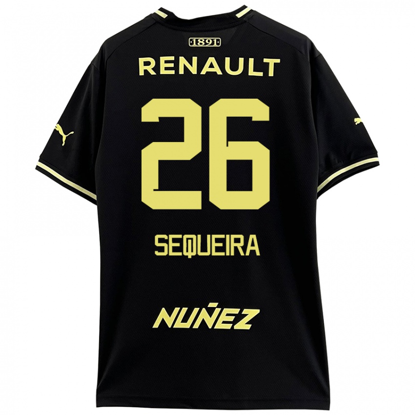 Niño Camiseta Leonardo Sequeira #26 Negro Amarillo 2ª Equipación 2024/25 La Camisa Chile