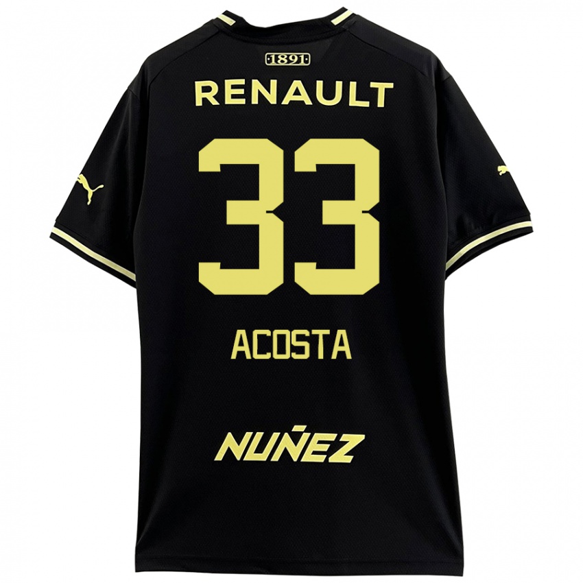 Niño Camiseta Nahuel Acosta #33 Negro Amarillo 2ª Equipación 2024/25 La Camisa Chile