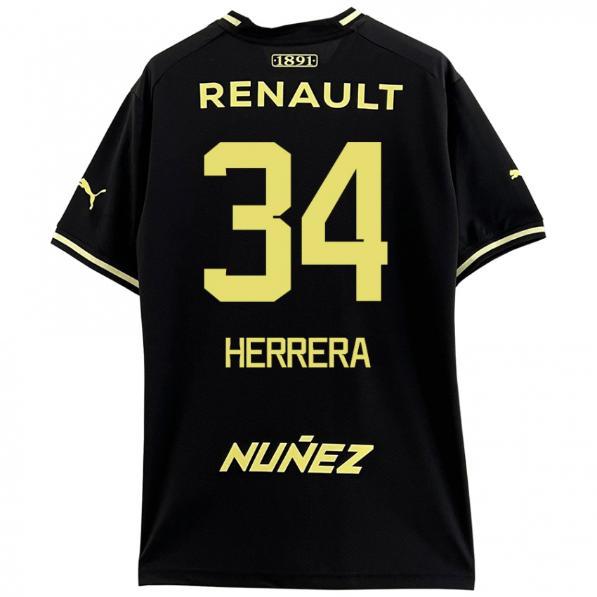 Niño Camiseta Nahuel Herrera #34 Negro Amarillo 2ª Equipación 2024/25 La Camisa Chile