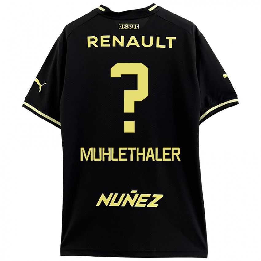 Niño Camiseta Stiven Muhlethaler #0 Negro Amarillo 2ª Equipación 2024/25 La Camisa Chile