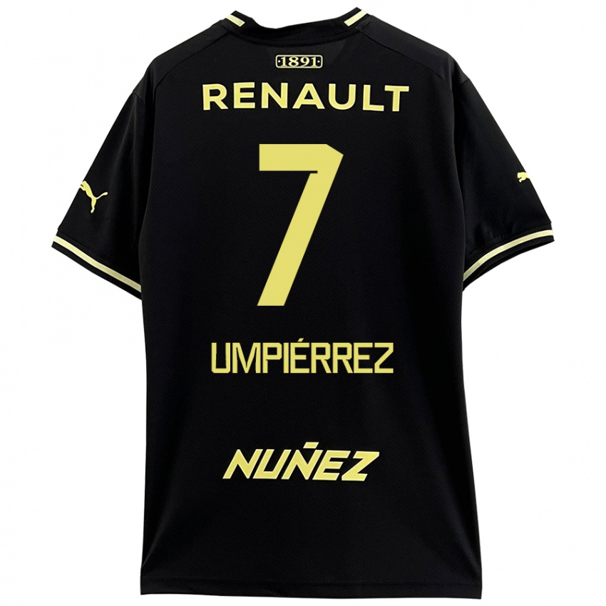 Niño Camiseta Leandro Umpiérrez #7 Negro Amarillo 2ª Equipación 2024/25 La Camisa Chile