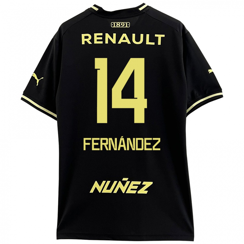 Niño Camiseta Faustino Fernández #14 Negro Amarillo 2ª Equipación 2024/25 La Camisa Chile