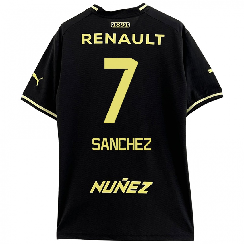 Niño Camiseta Carlos Sánchez #7 Negro Amarillo 2ª Equipación 2024/25 La Camisa Chile