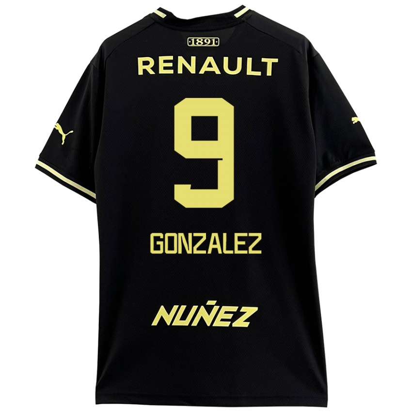 Niño Camiseta Franco González #9 Negro Amarillo 2ª Equipación 2024/25 La Camisa Chile