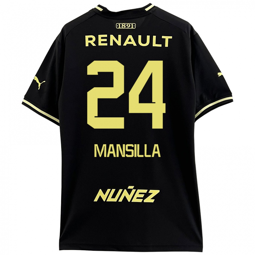 Niño Camiseta Brian Mansilla #24 Negro Amarillo 2ª Equipación 2024/25 La Camisa Chile