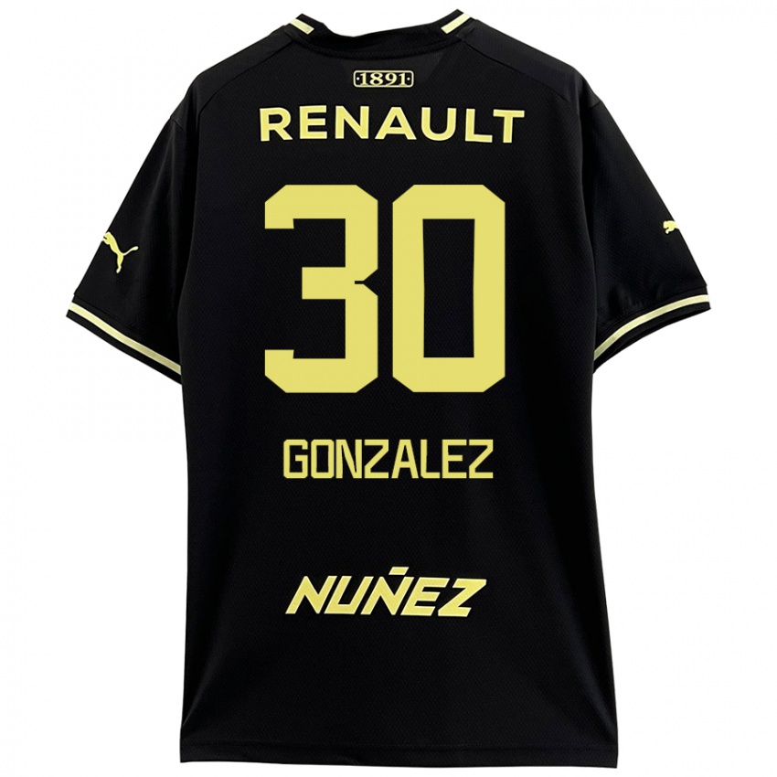 Niño Camiseta Ángel González #30 Negro Amarillo 2ª Equipación 2024/25 La Camisa Chile