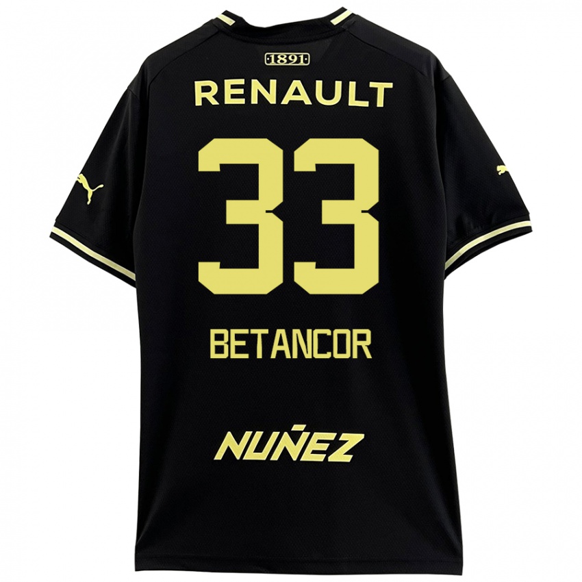 Niño Camiseta Bruno Betancor #33 Negro Amarillo 2ª Equipación 2024/25 La Camisa Chile