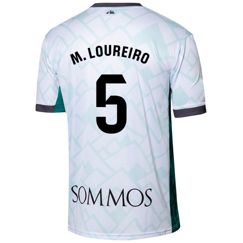 Niño Camiseta Miguel Loureiro #5 Blanco Verde 2ª Equipación 2024/25 La Camisa Chile