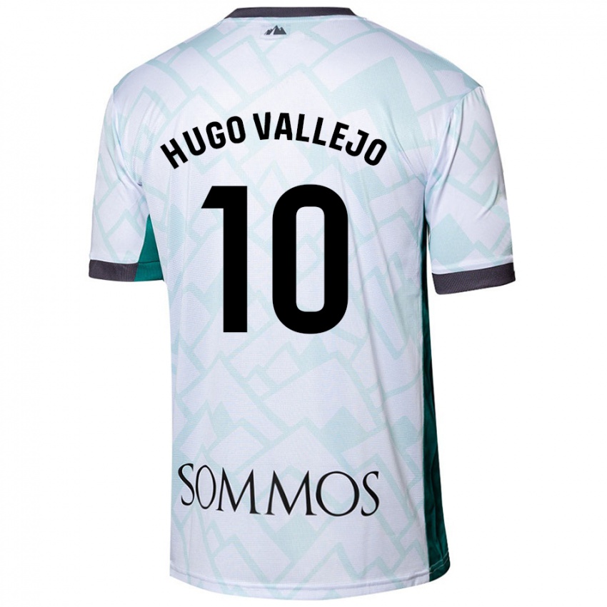 Niño Camiseta Hugo Vallejo #10 Blanco Verde 2ª Equipación 2024/25 La Camisa Chile