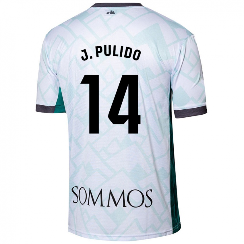 Niño Camiseta Jorge Pulido #14 Blanco Verde 2ª Equipación 2024/25 La Camisa Chile