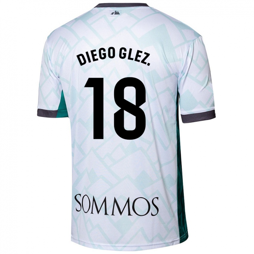 Niño Camiseta Diego González #18 Blanco Verde 2ª Equipación 2024/25 La Camisa Chile