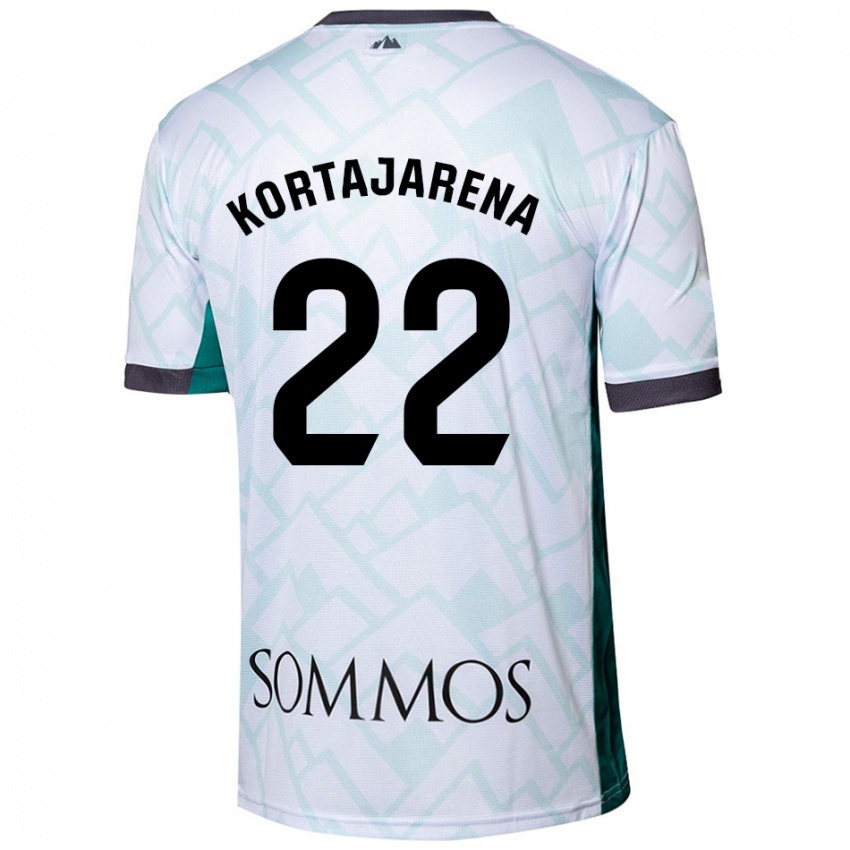 Niño Camiseta Iker Kortajarena #22 Blanco Verde 2ª Equipación 2024/25 La Camisa Chile