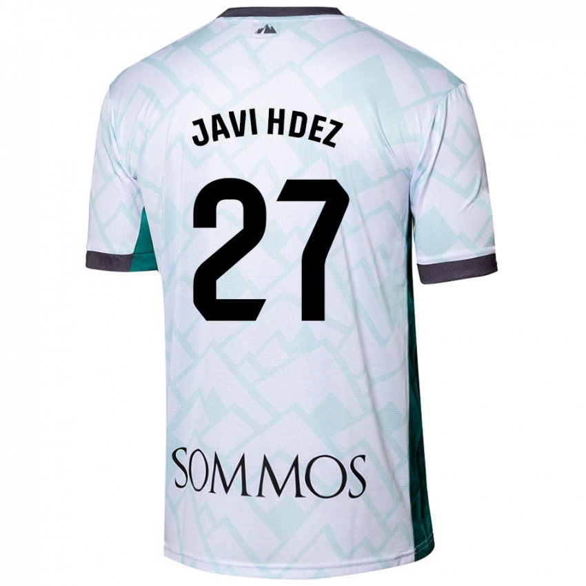 Niño Camiseta Javi Hernández #27 Blanco Verde 2ª Equipación 2024/25 La Camisa Chile