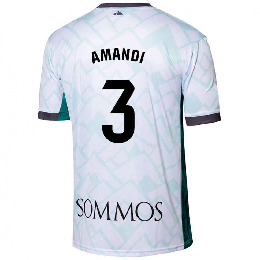 Niño Camiseta Iván Amandi #3 Blanco Verde 2ª Equipación 2024/25 La Camisa Chile