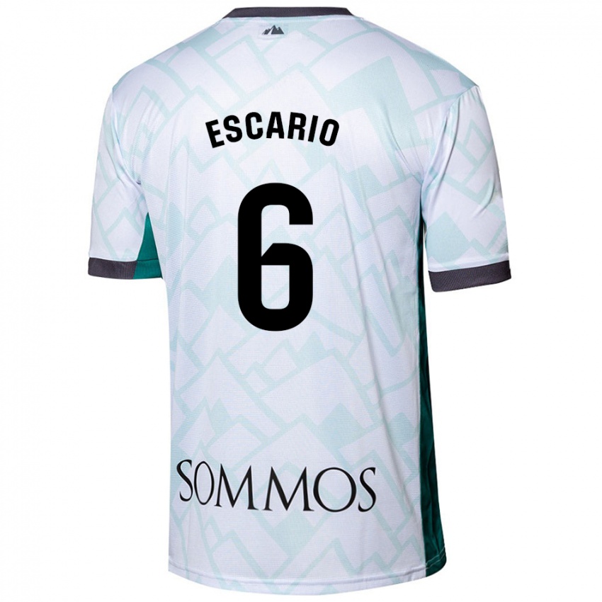 Niño Camiseta Jaime Escario #6 Blanco Verde 2ª Equipación 2024/25 La Camisa Chile