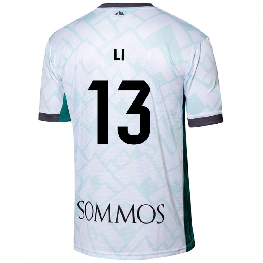 Niño Camiseta Changyi Li #13 Blanco Verde 2ª Equipación 2024/25 La Camisa Chile