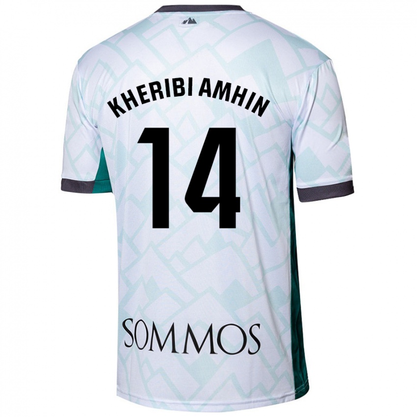 Niño Camiseta Nabil Kheribi Amhin #14 Blanco Verde 2ª Equipación 2024/25 La Camisa Chile