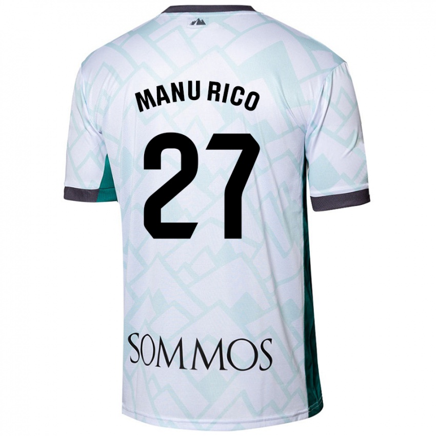 Niño Camiseta Manu Rico #27 Blanco Verde 2ª Equipación 2024/25 La Camisa Chile