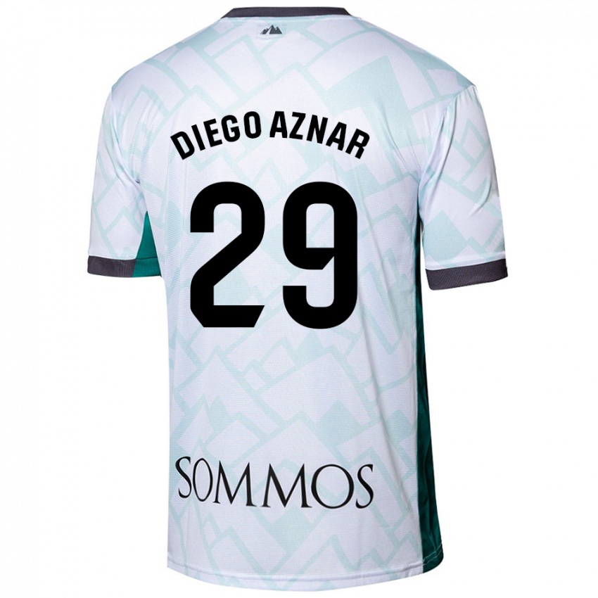 Niño Camiseta Diego Aznar #29 Blanco Verde 2ª Equipación 2024/25 La Camisa Chile