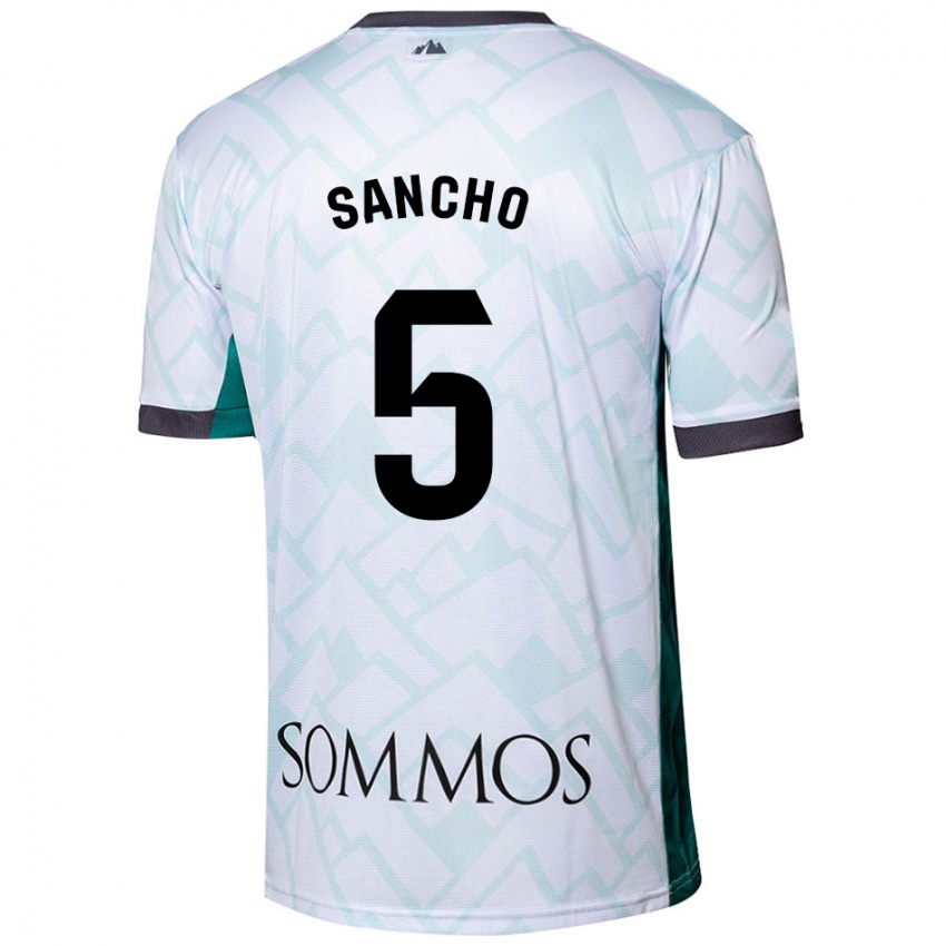 Niño Camiseta Esther Sancho #5 Blanco Verde 2ª Equipación 2024/25 La Camisa Chile