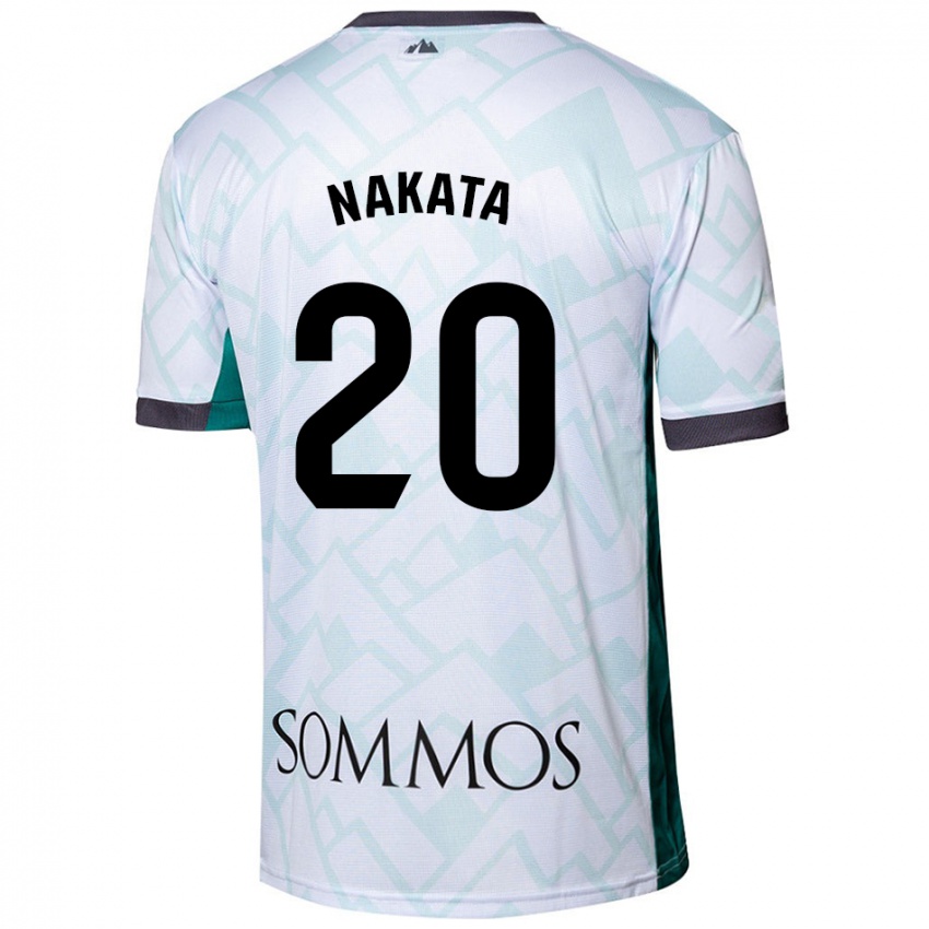 Niño Camiseta Yuki Nakata #20 Blanco Verde 2ª Equipación 2024/25 La Camisa Chile