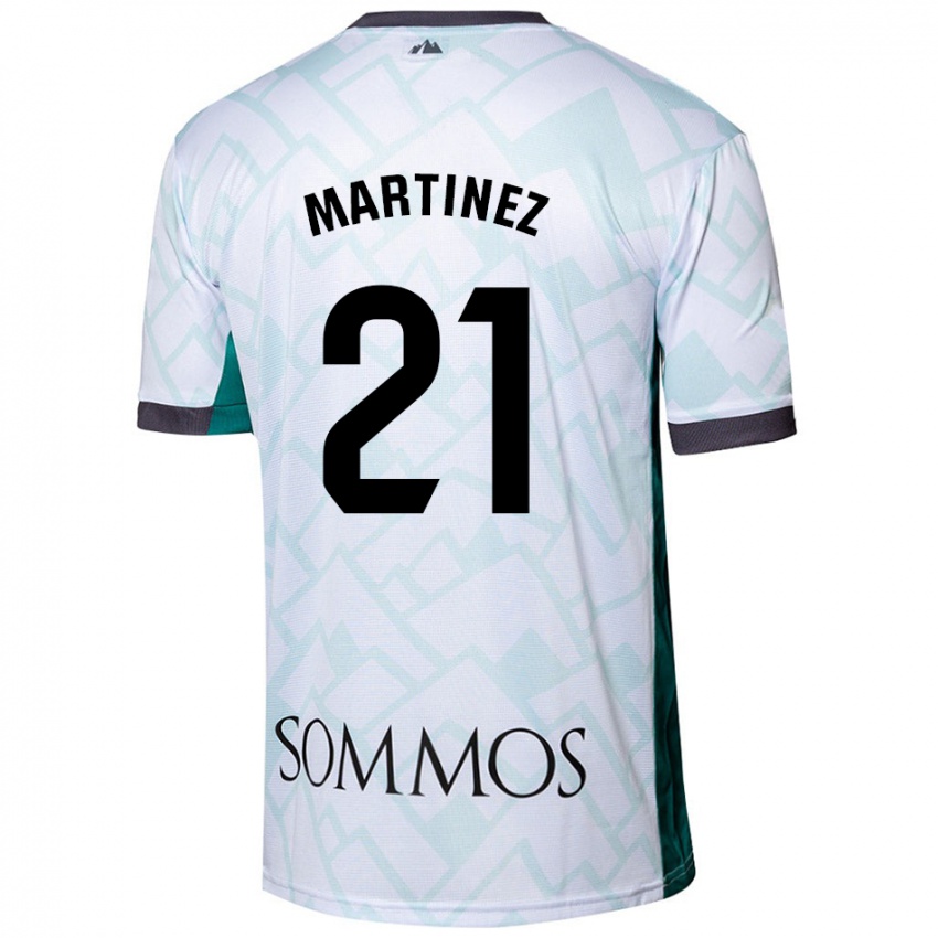 Niño Camiseta Alejandra Martínez #21 Blanco Verde 2ª Equipación 2024/25 La Camisa Chile