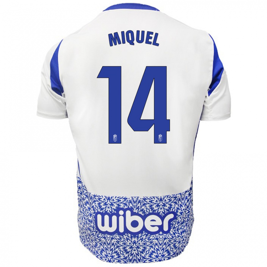 Niño Camiseta Ignasi Miquel #14 Blanco Azul 2ª Equipación 2024/25 La Camisa Chile