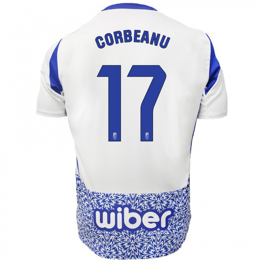 Niño Camiseta Theo Corbeanu #17 Blanco Azul 2ª Equipación 2024/25 La Camisa Chile