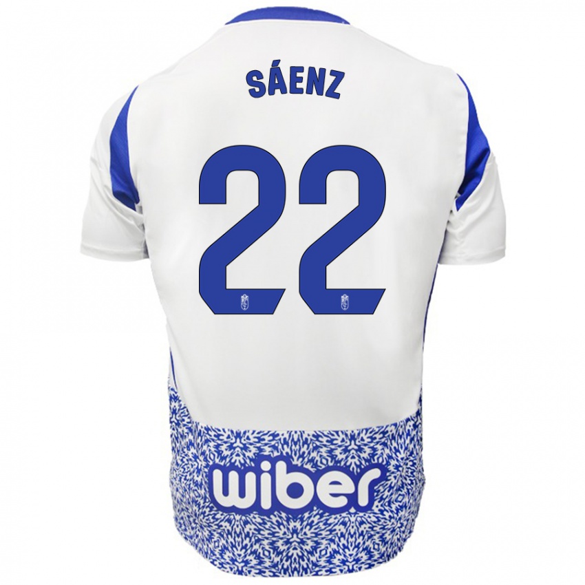 Niño Camiseta Pablo Sáenz #22 Blanco Azul 2ª Equipación 2024/25 La Camisa Chile