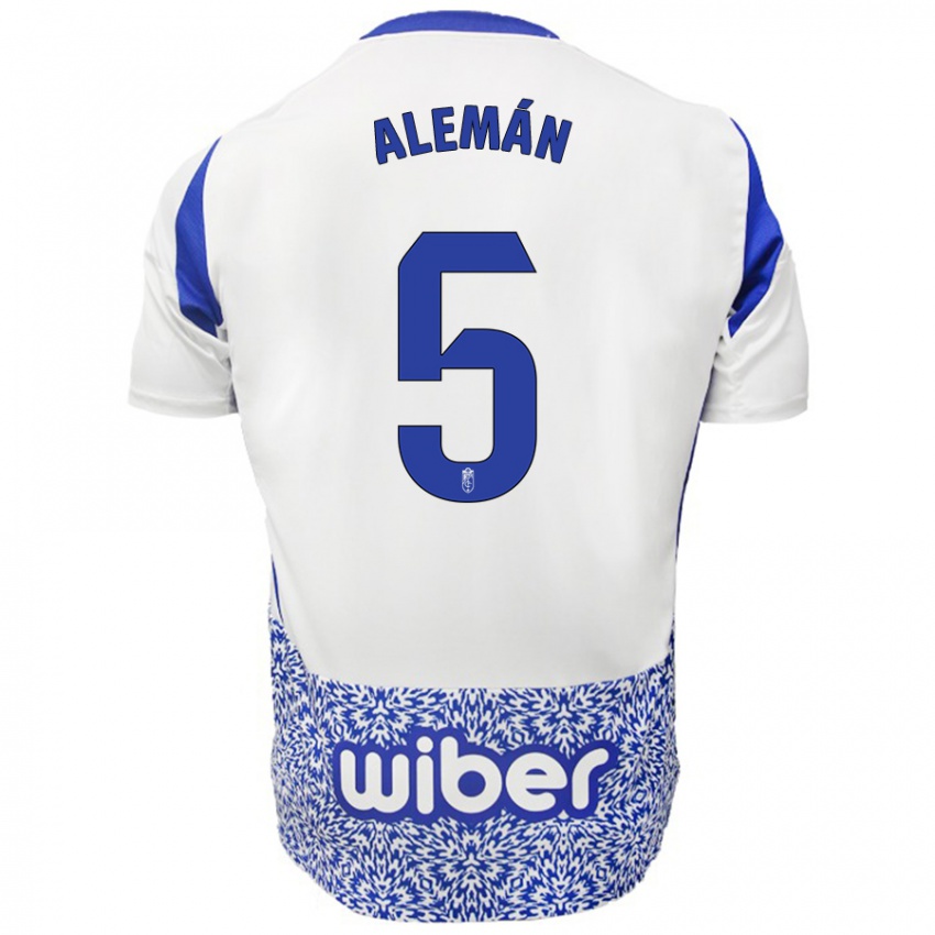 Niño Camiseta Carlos Alemán #5 Blanco Azul 2ª Equipación 2024/25 La Camisa Chile