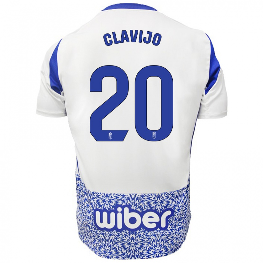 Niño Camiseta Dani Clavijo #20 Blanco Azul 2ª Equipación 2024/25 La Camisa Chile