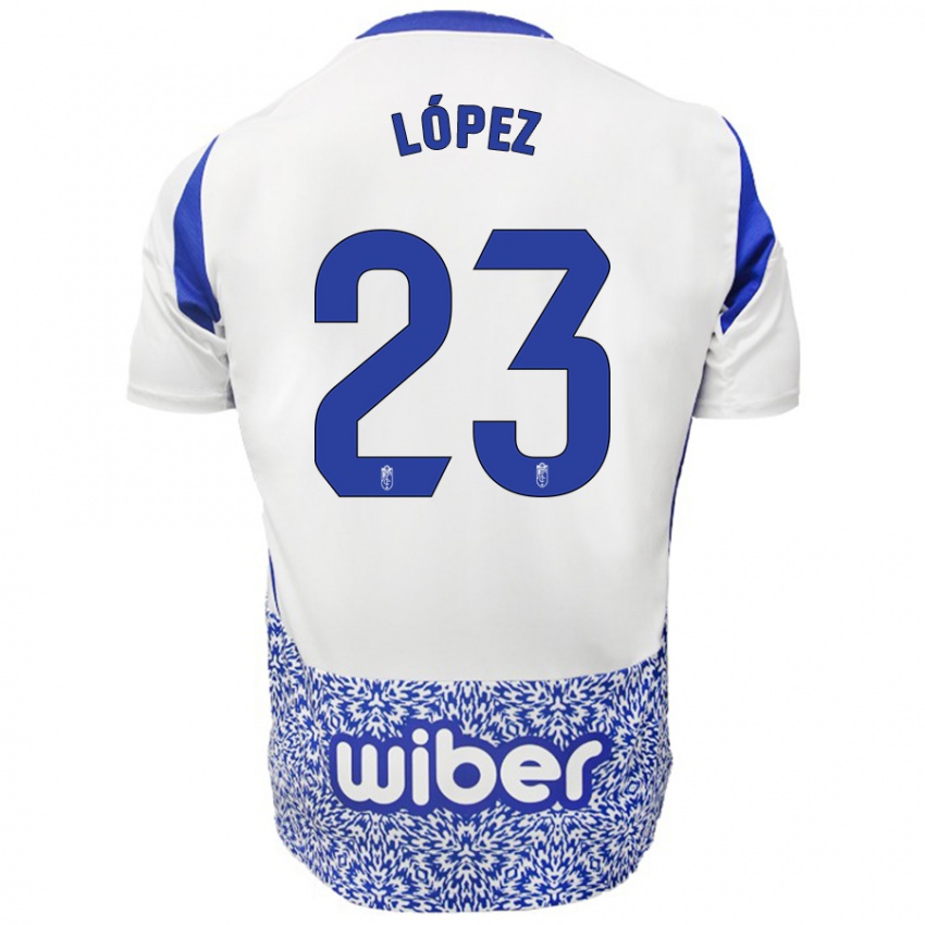 Niño Camiseta Diego López #23 Blanco Azul 2ª Equipación 2024/25 La Camisa Chile