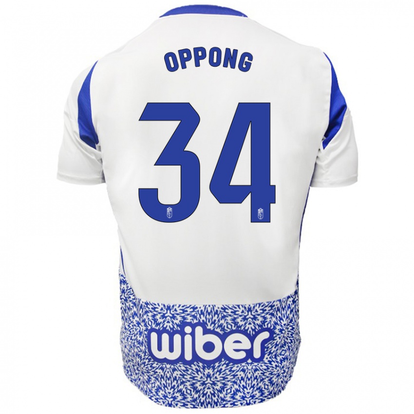 Niño Camiseta Oscar Naasei Oppong #34 Blanco Azul 2ª Equipación 2024/25 La Camisa Chile