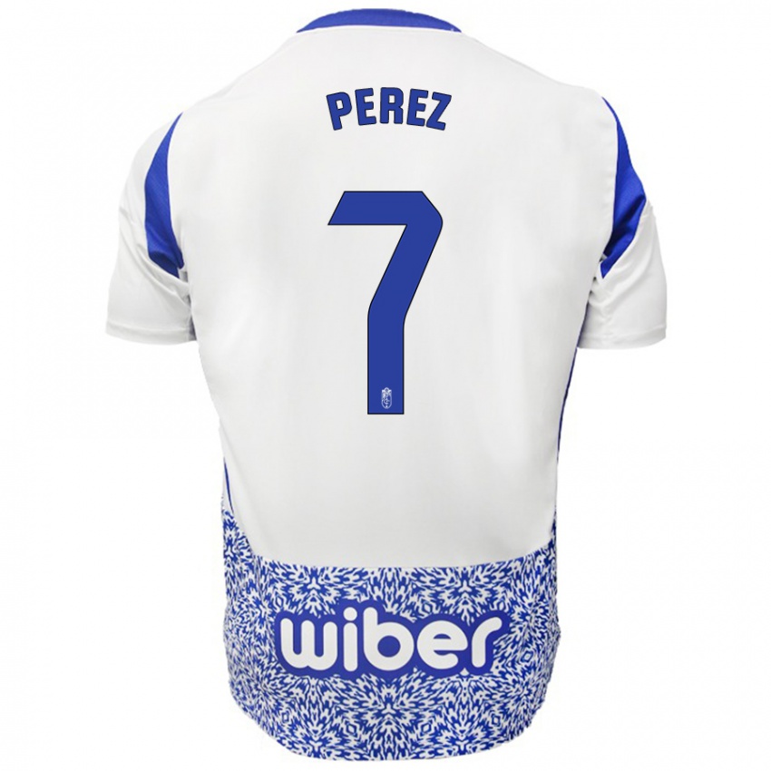 Niño Camiseta Laura Pérez #7 Blanco Azul 2ª Equipación 2024/25 La Camisa Chile