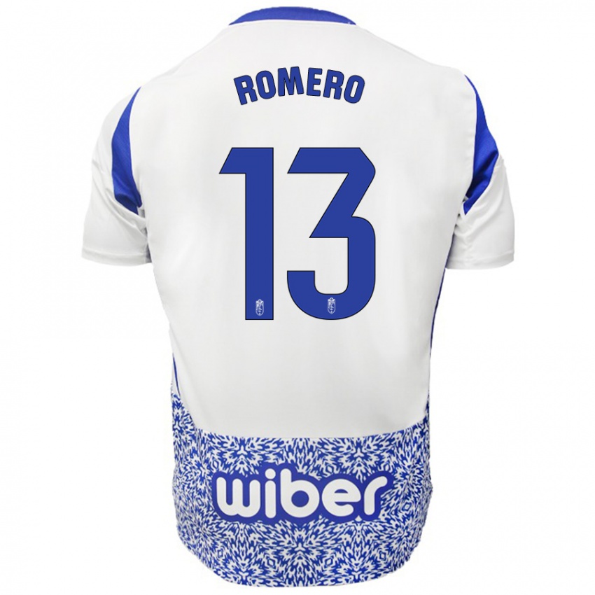 Niño Camiseta Andrea Romero #13 Blanco Azul 2ª Equipación 2024/25 La Camisa Chile