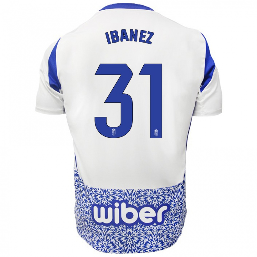 Niño Camiseta Alba Ibáñez #31 Blanco Azul 2ª Equipación 2024/25 La Camisa Chile