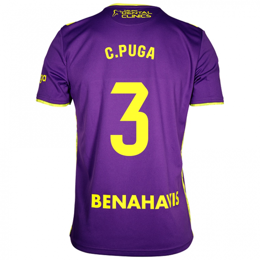 Niño Camiseta Carlos Puga #3 Púrpura Amarillo 2ª Equipación 2024/25 La Camisa Chile