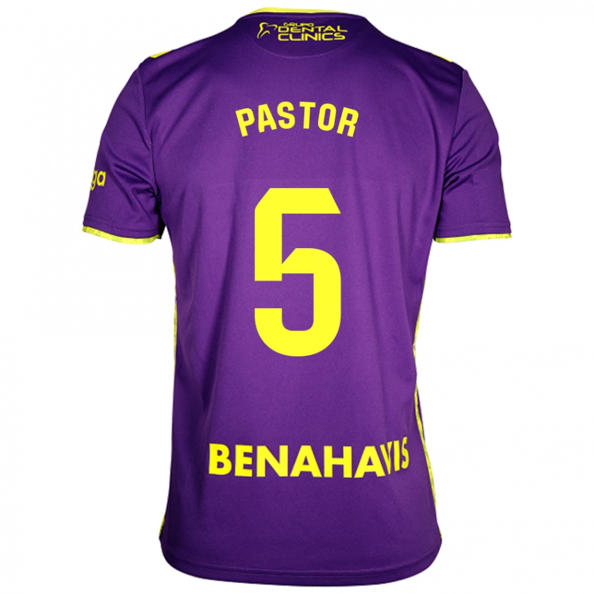 Niño Camiseta Álex Pastor #5 Púrpura Amarillo 2ª Equipación 2024/25 La Camisa Chile